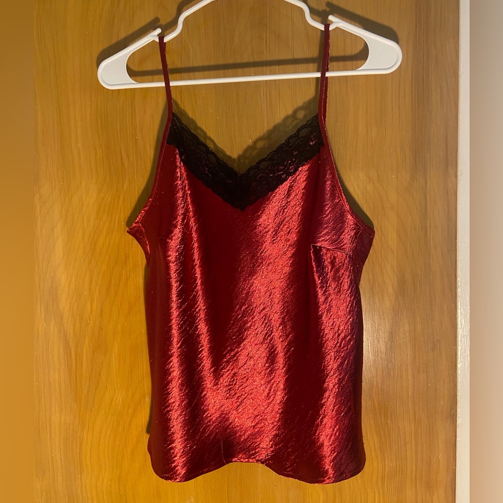 VTG Poof New York Black and Red Silky Lace